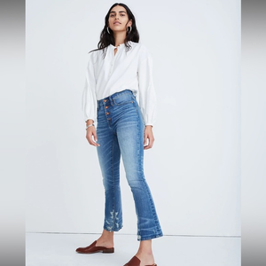 Madewell Cali Demi-Boot Jeans in Bess‎ Wash: Button-Front Edition